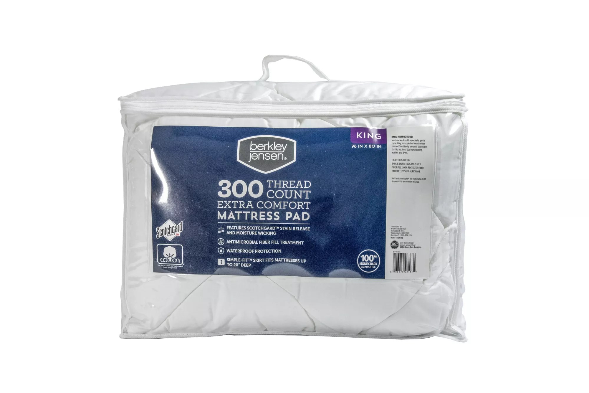 Berkley Jensen Extra Comfort Waterproof KingSize Mattress Pad BJ's