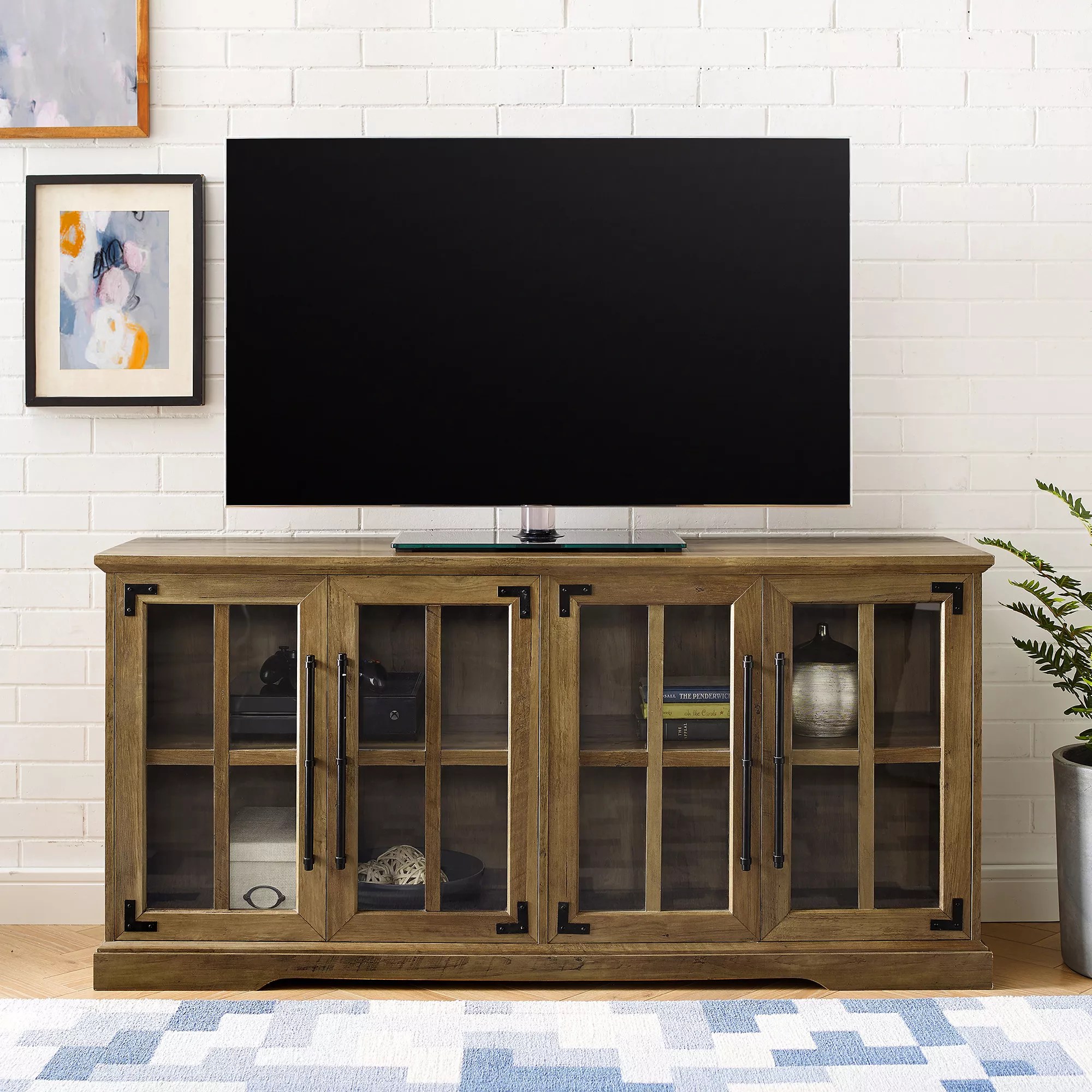 W. Trends Farmhouse 4 Door TV Stand, 58" BJs Wholesale Club