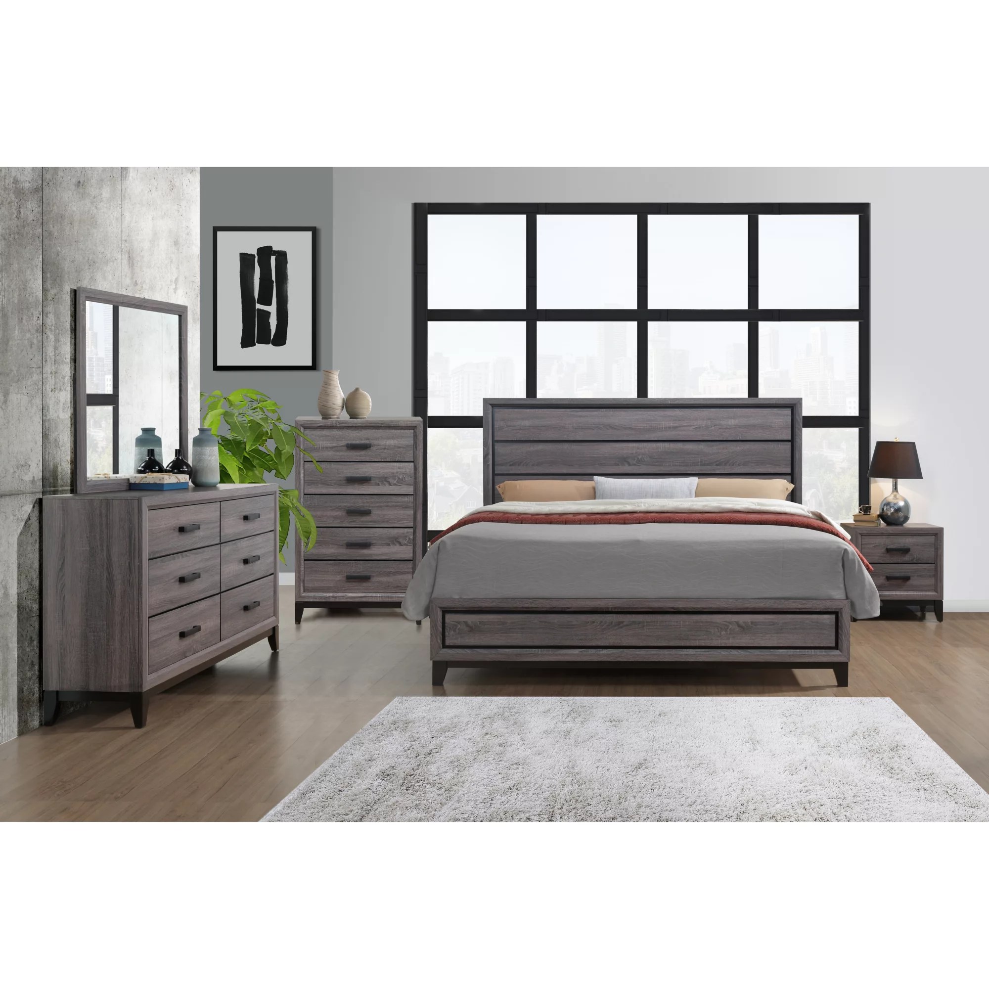 Kate KATEGRQBG 5Pc. Queen Bedroom Set Beechwood Gray BJs