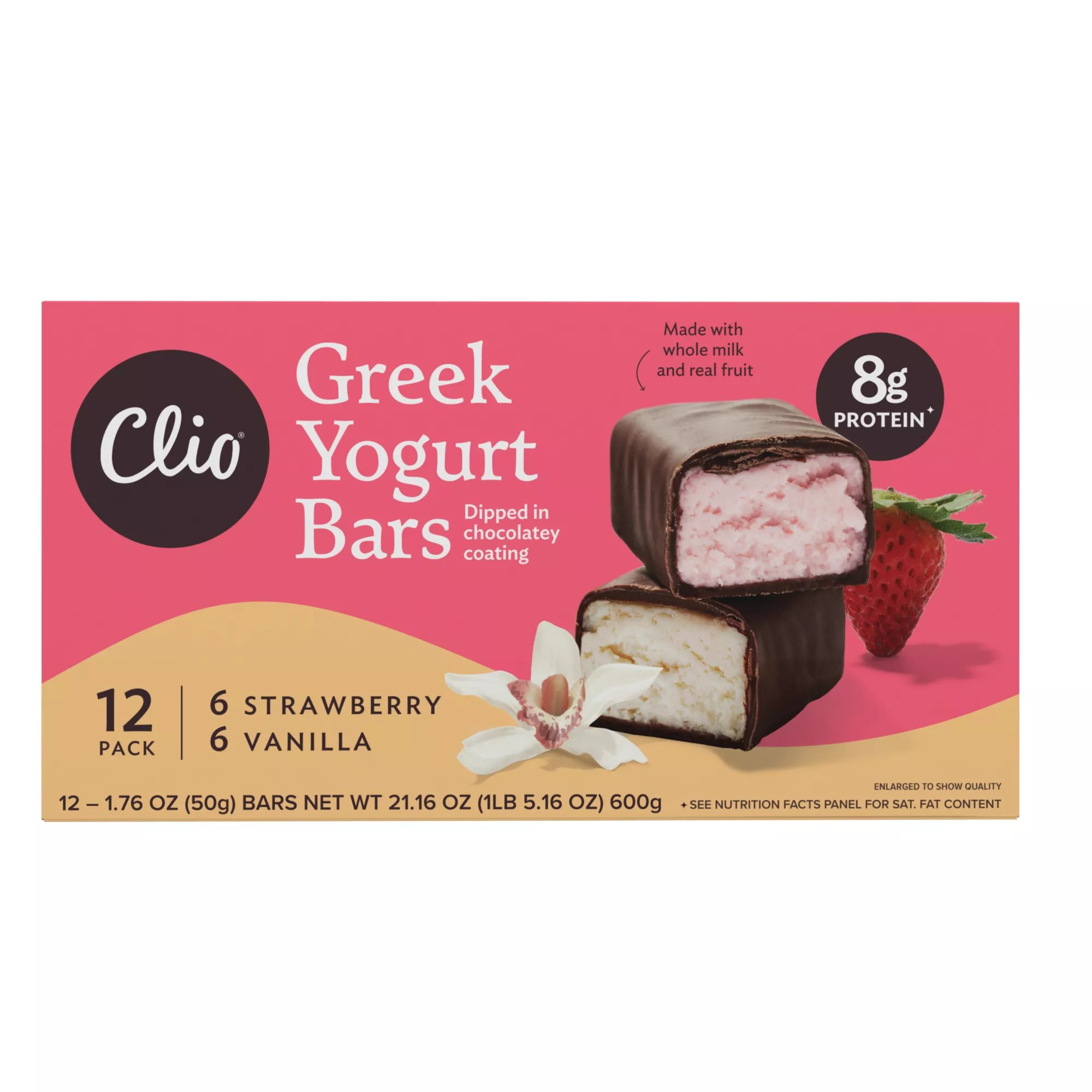 Clio Greek Strawberry and Vanilla Yogurt Bars, 12 pk./1.76 oz. BJ's
