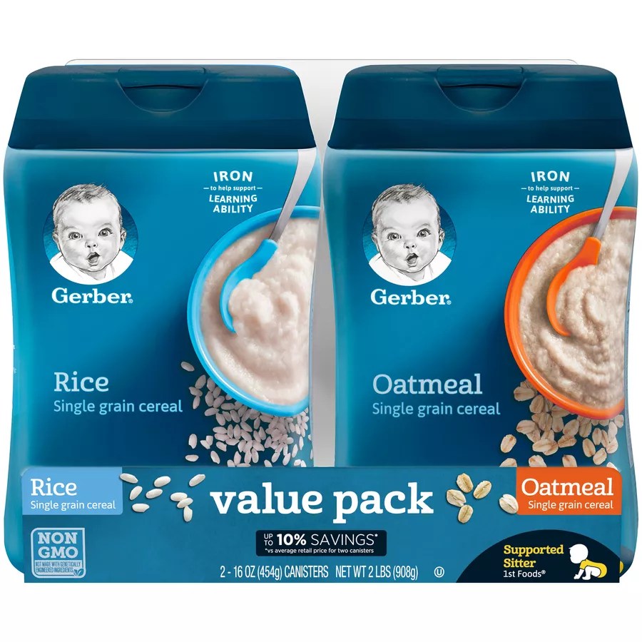 Gerber Single Grain Rice Cereal and Oatmeal Cereal, 2 Ct./16 Oz. BJs