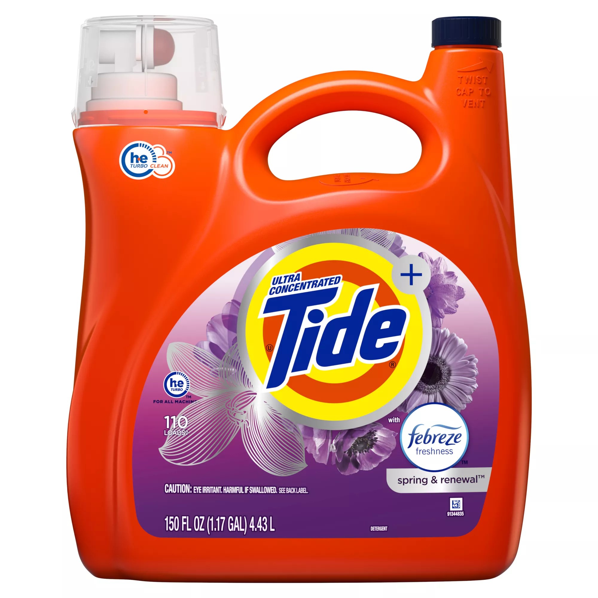 Tide Plus Febreze Spring and Renewal Liquid Laundry Detergent, 150 fl