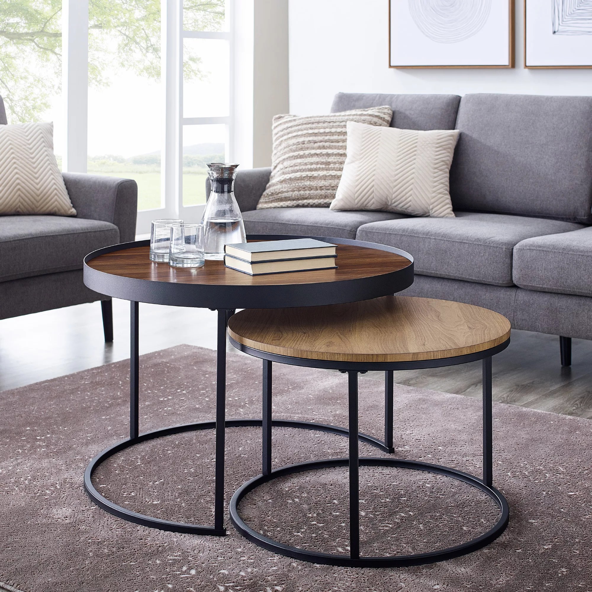 W. Trends Pamela 30" Coffee Tables, Dark Walnut/English Oak BJ's