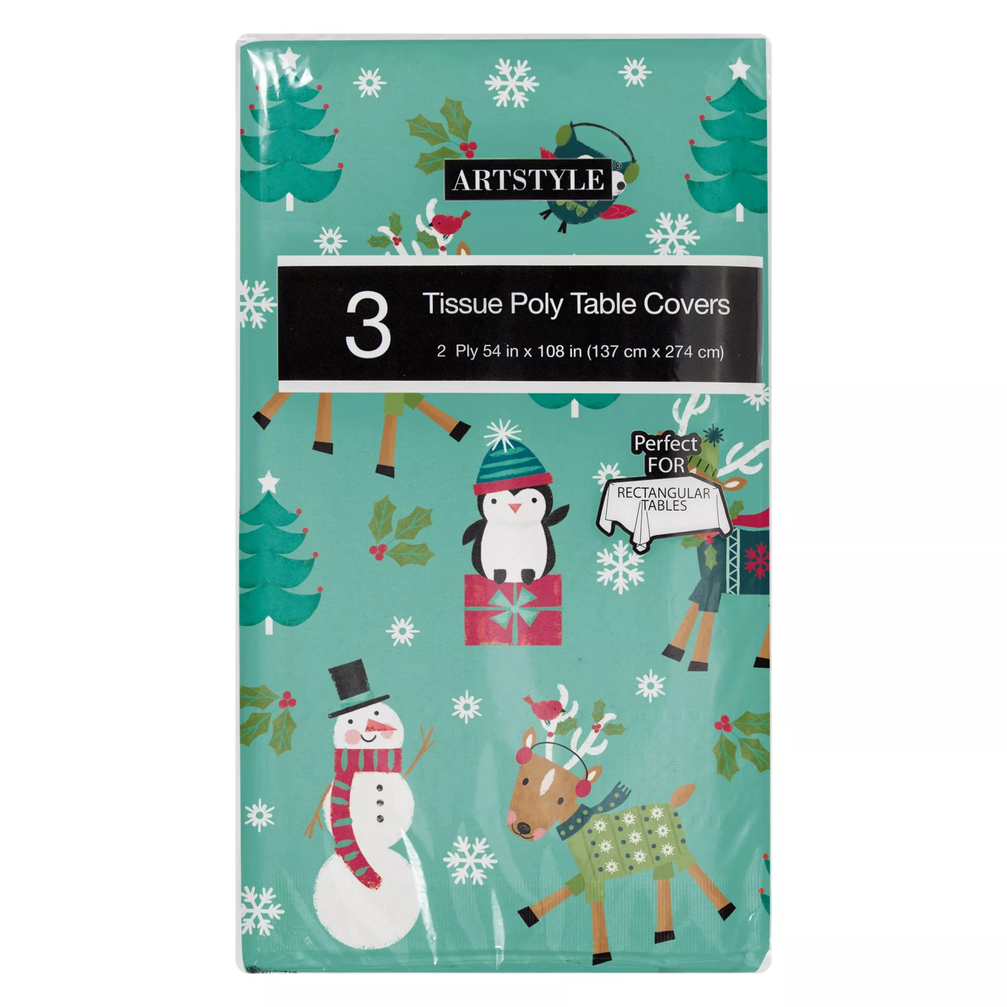 Artstyle 'Holiday Friends' 54"x108" Waterproof Table cover, 3 ct BJs