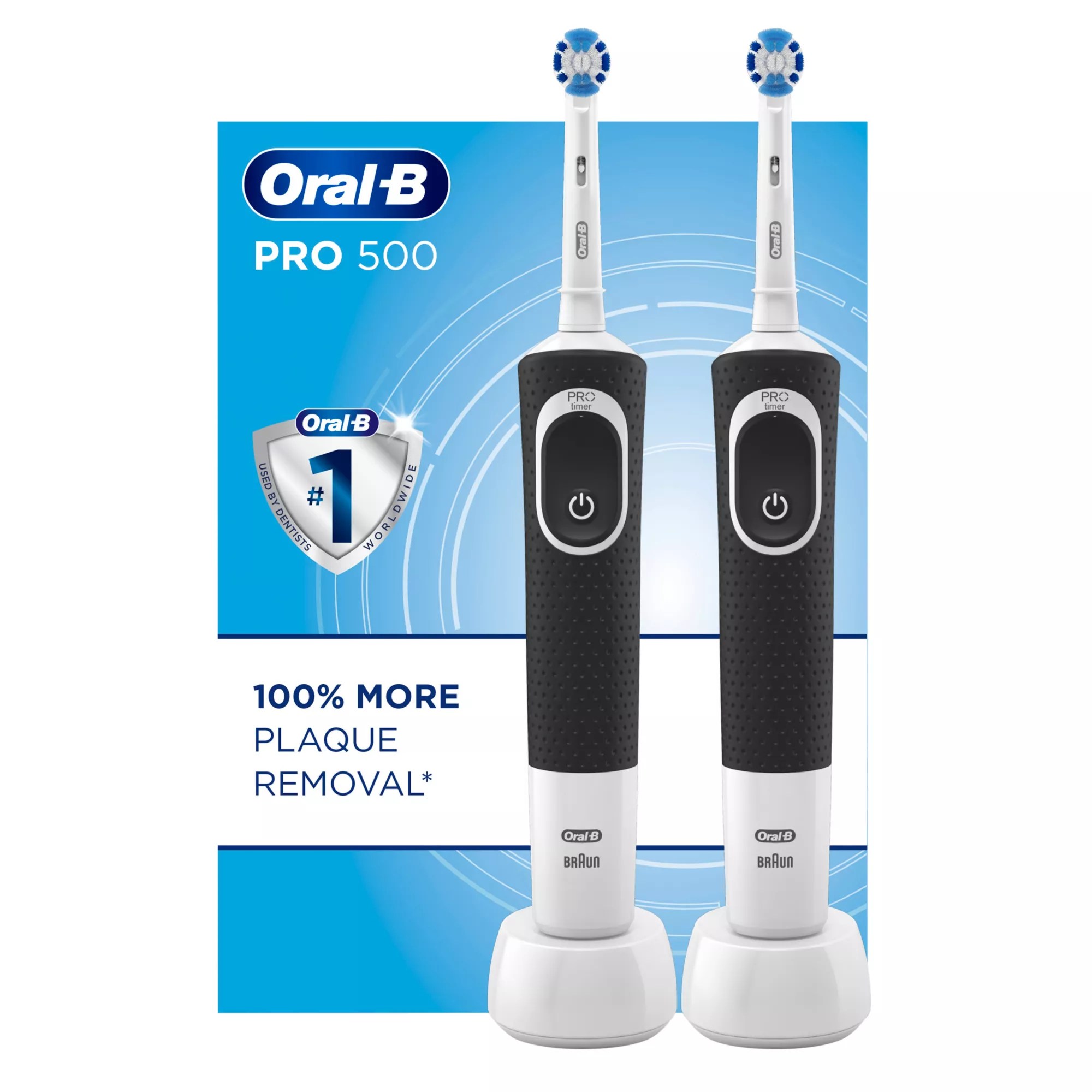OralB Pro 500 Precision Clean Electric Rechargeable Toothbrush, 2 ct