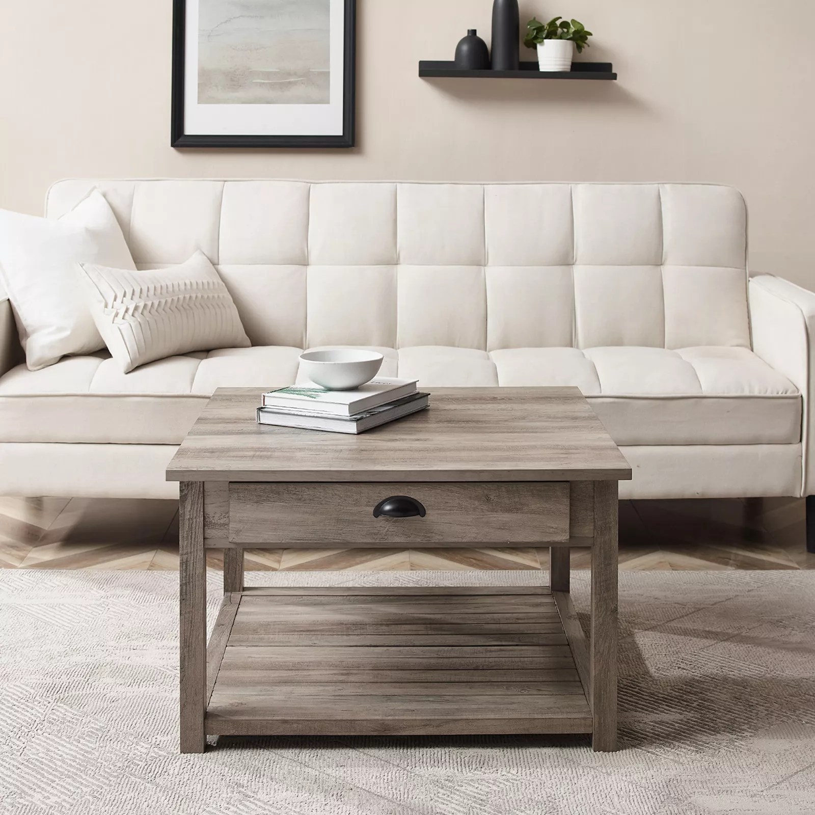 W. Trends 30" Modern Farmhouse Square Single Drawer Coffee Table BJ's