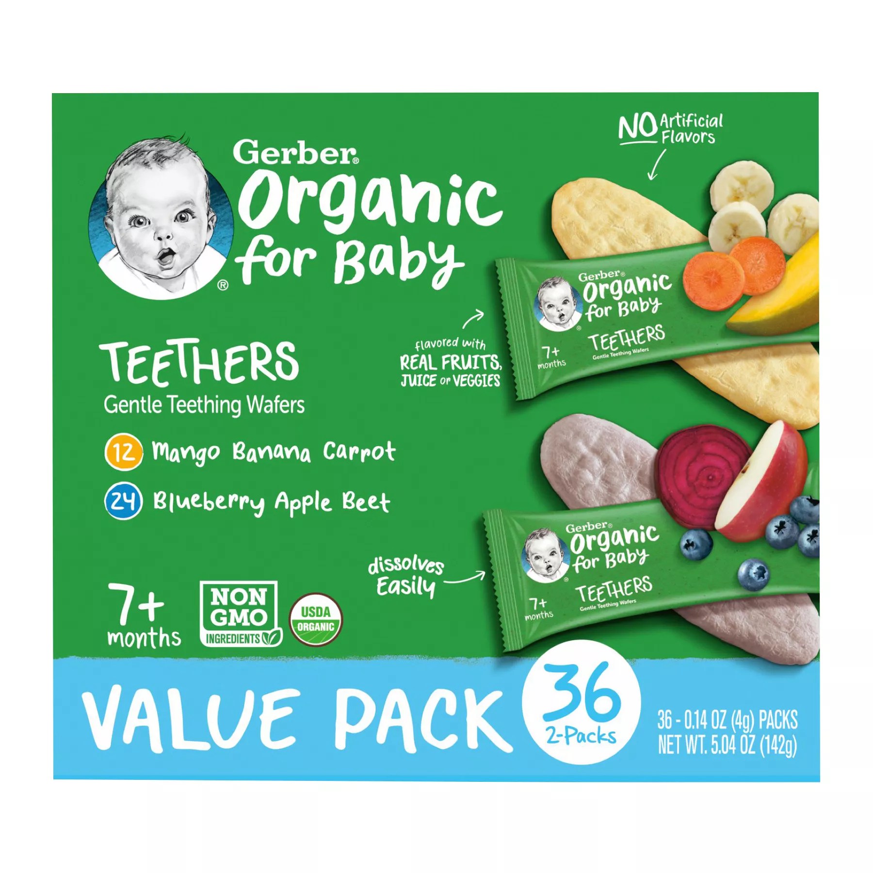 Gerber Organic Gentle Teething Wafers Variety Pack BJ's Wholesale Club