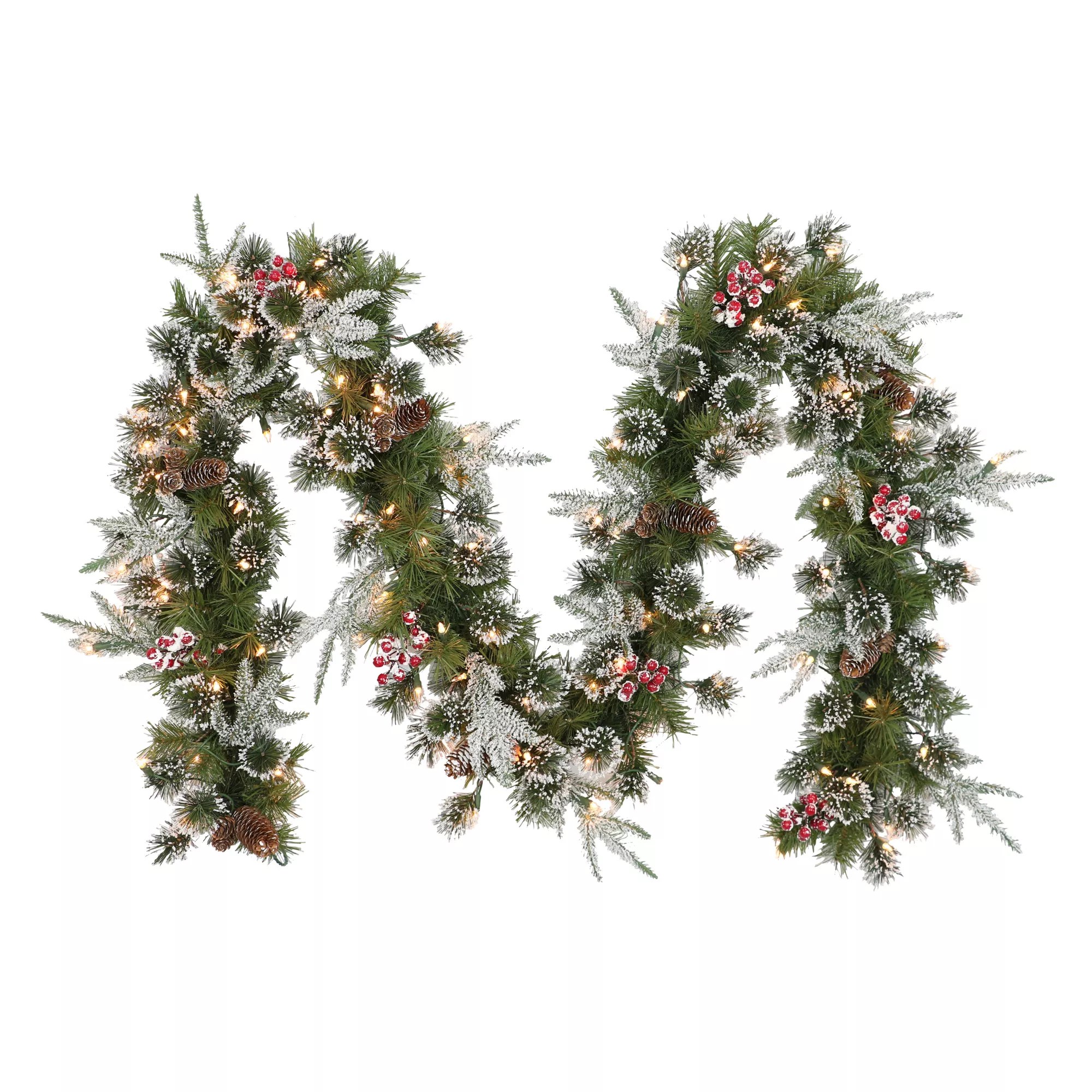 Puleo International 9' x 10" Decorated Christmas Garland with 100 ct