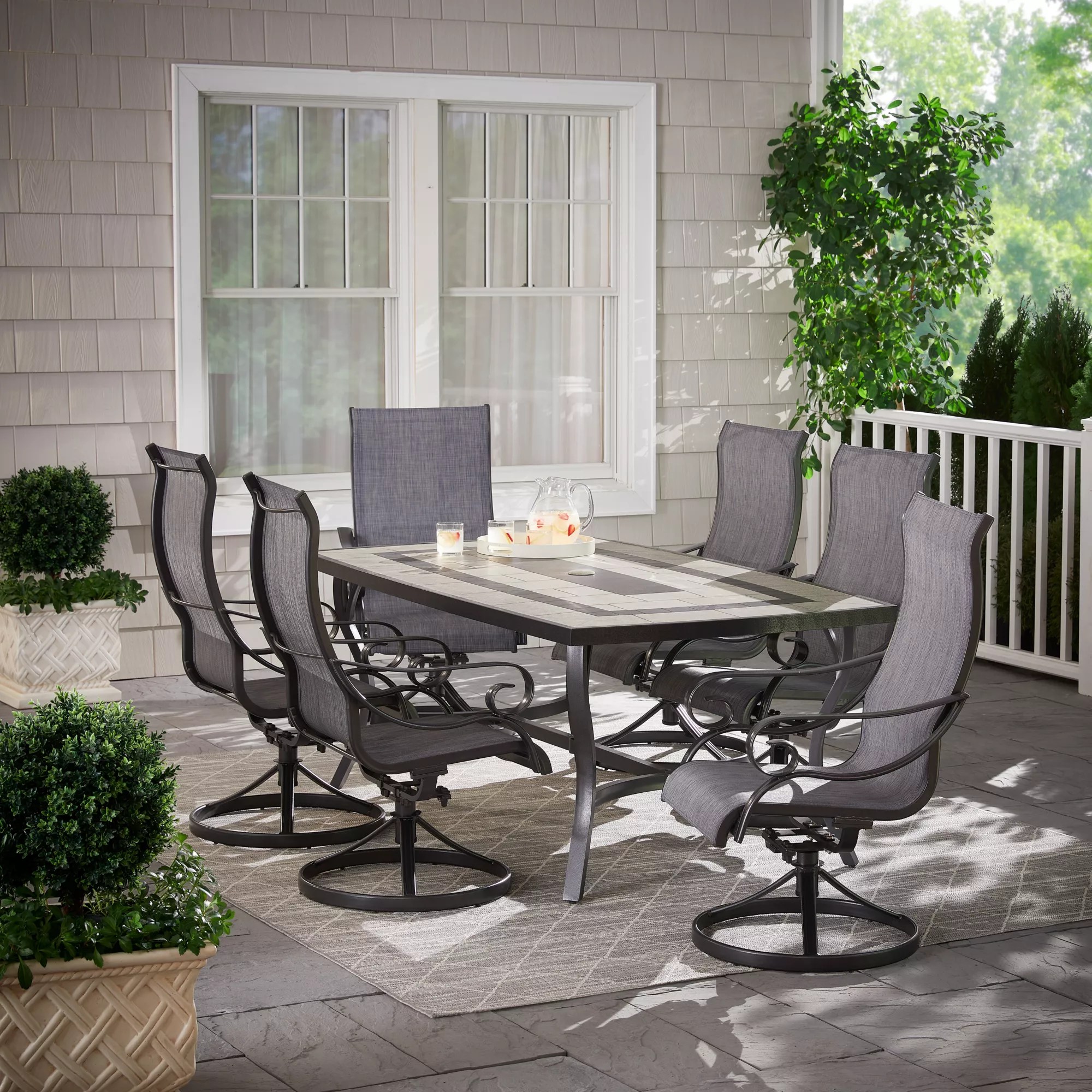 Berkley Jensen Rowley 7Piece Rectangular Sling Dining Set, Gray BJ's