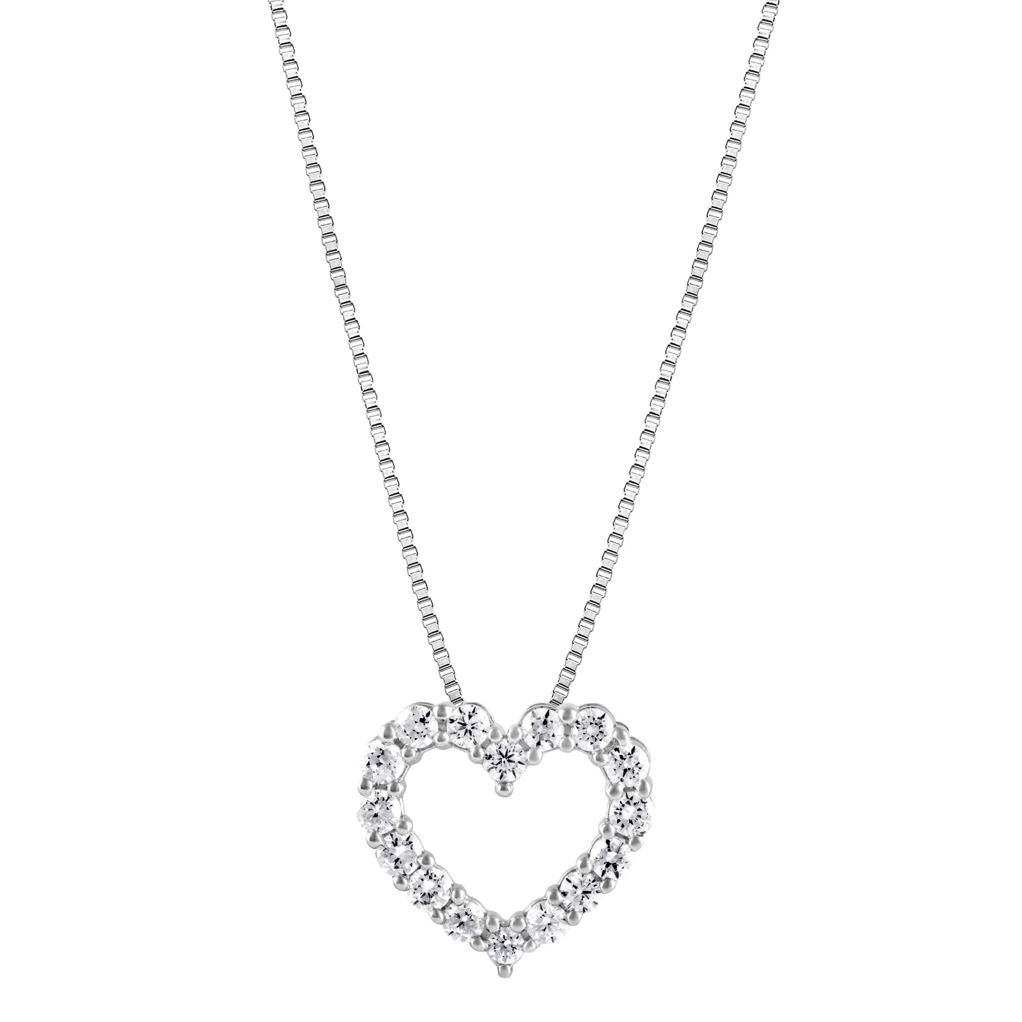 1.00 ct. t.w. Diamond Heart Pendant Necklace in 14k White Gold with Chain BJs Wholesale Club