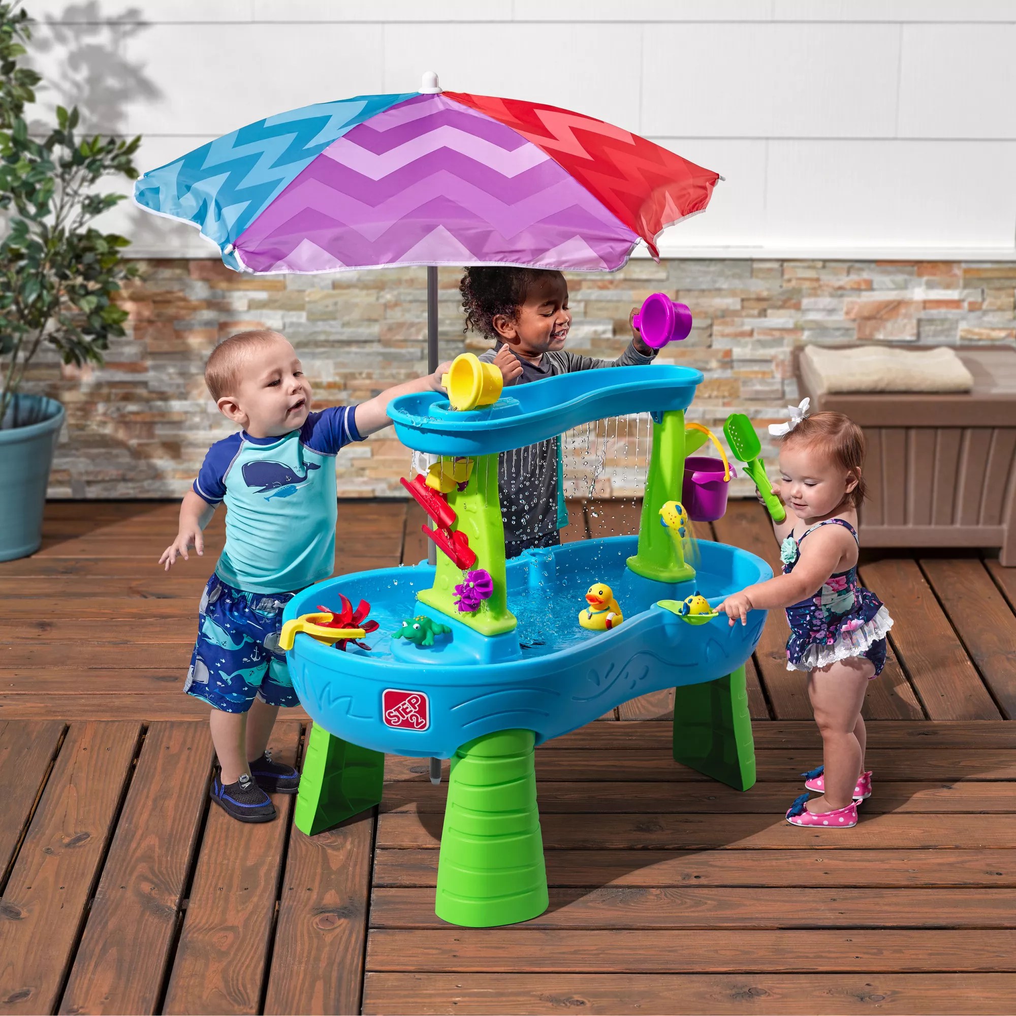 Step2 Rain Showers Splash Pond with Umbrella Blue BJ's Wholesale Club