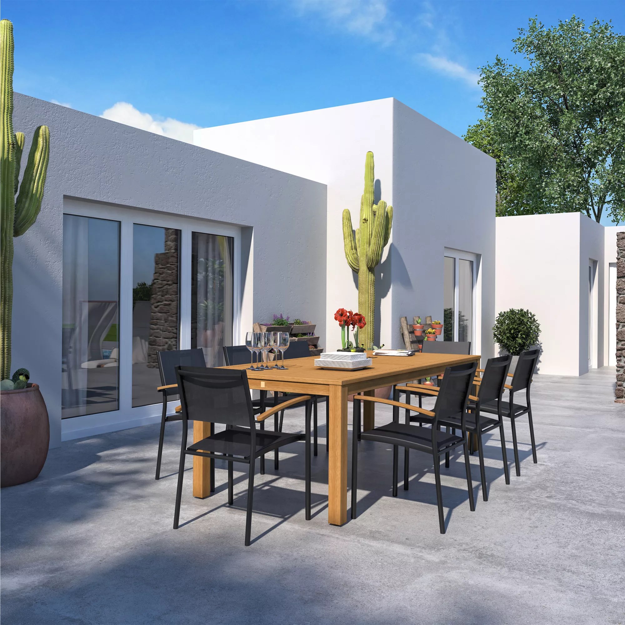 Amazonia 9Piece Grard FSC Certified Wood Outdoor Patio Dining Set