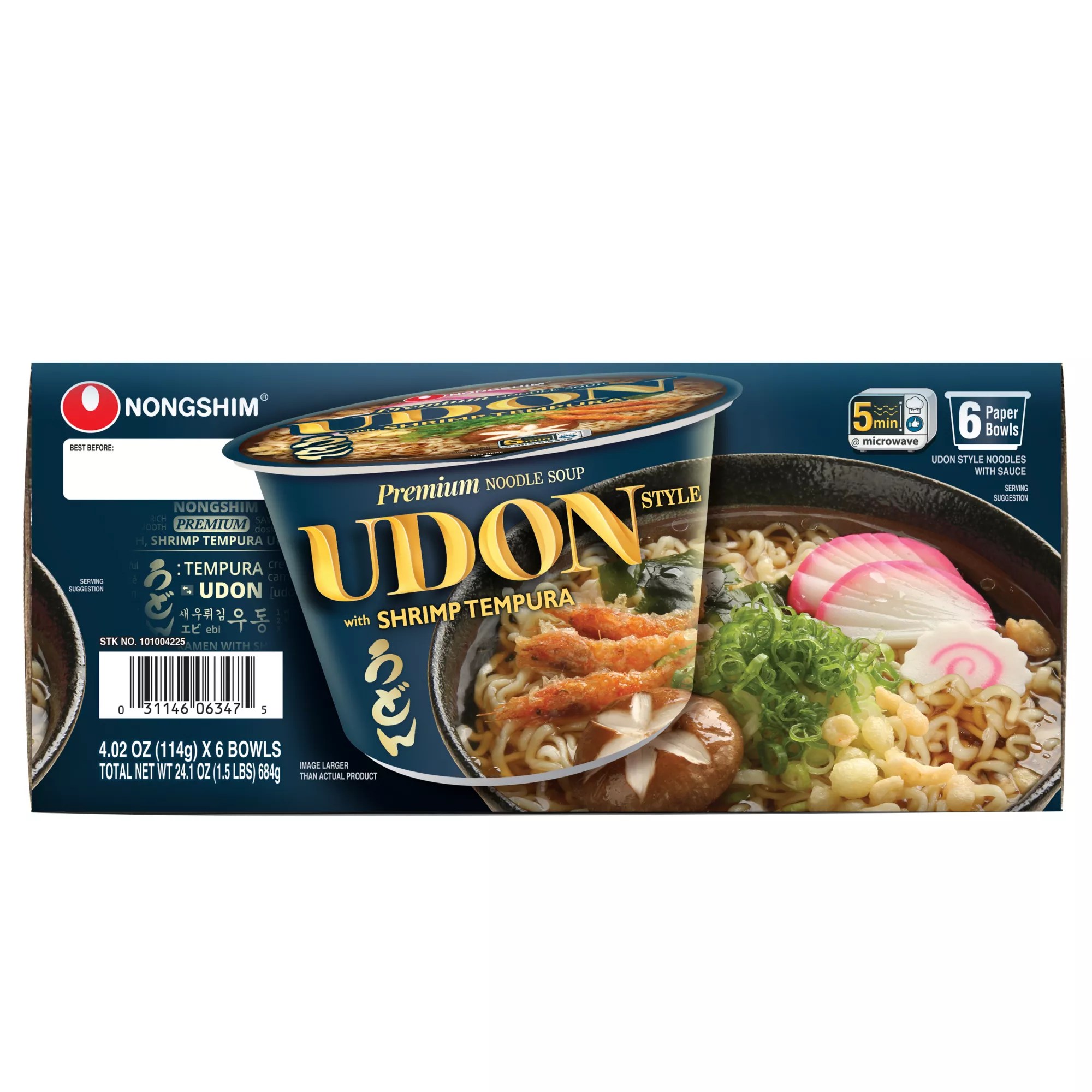 Nongshim Big Bowl Shrimp Tempura Udon Soup, 6 pk./4.02 oz. BJ's