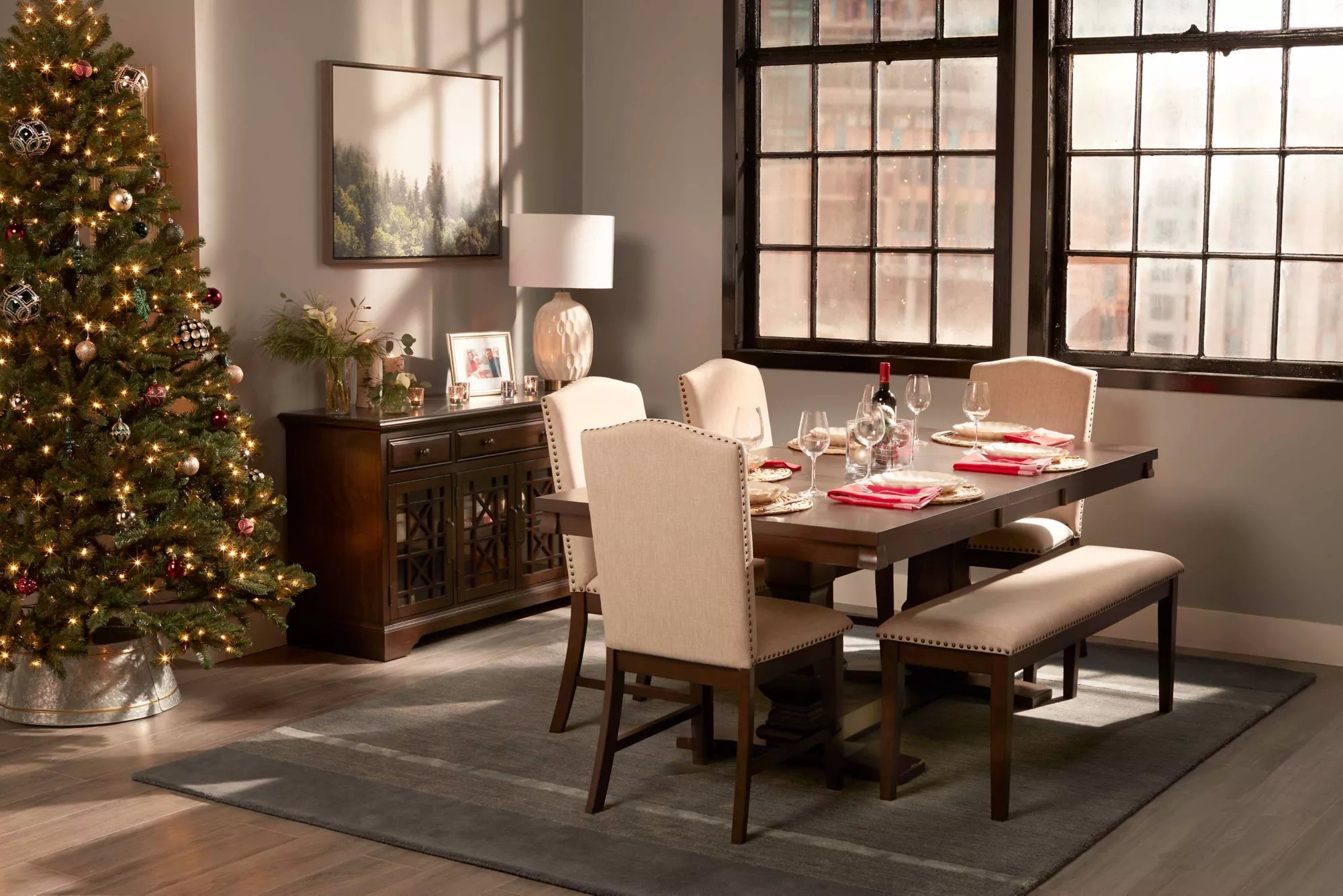 Berkley Jensen Sloane 6pc Pedestal Dining Set, Brown BJ's Wholesale Club