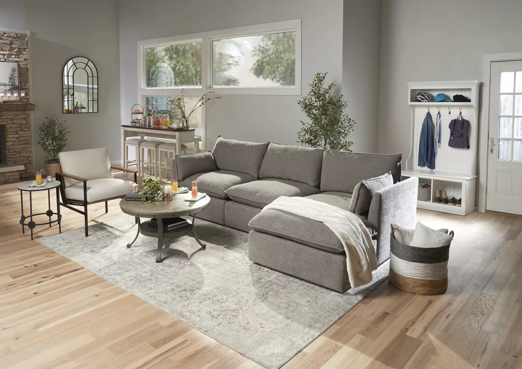 Berkley Jensen Modern Farmhouse 2 Pc. Sofa Chaise BJ's Wholesale Club