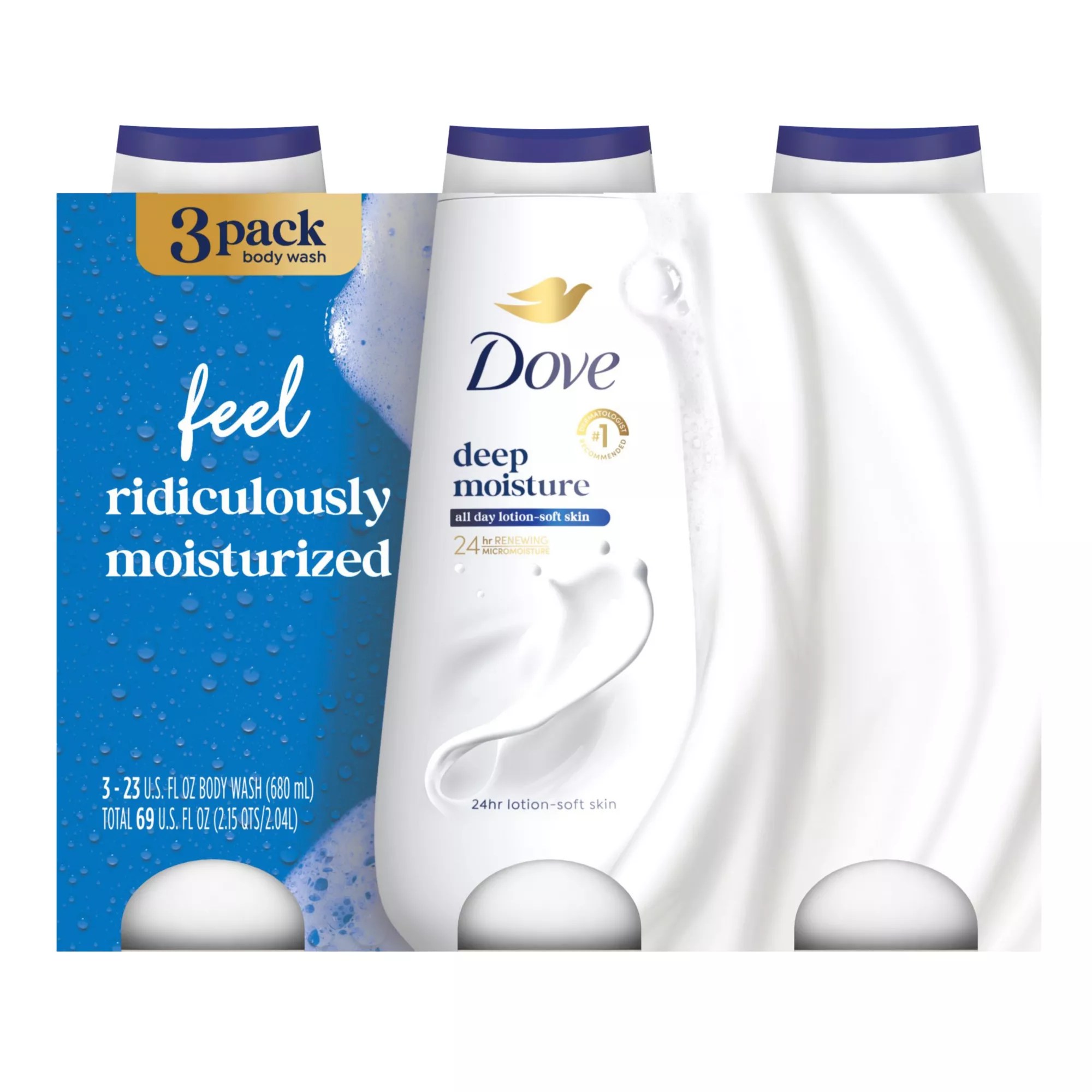 Dove Deep Moisture Renewing Body Wash, 3 pk./23 oz. BJ's Wholesale Club
