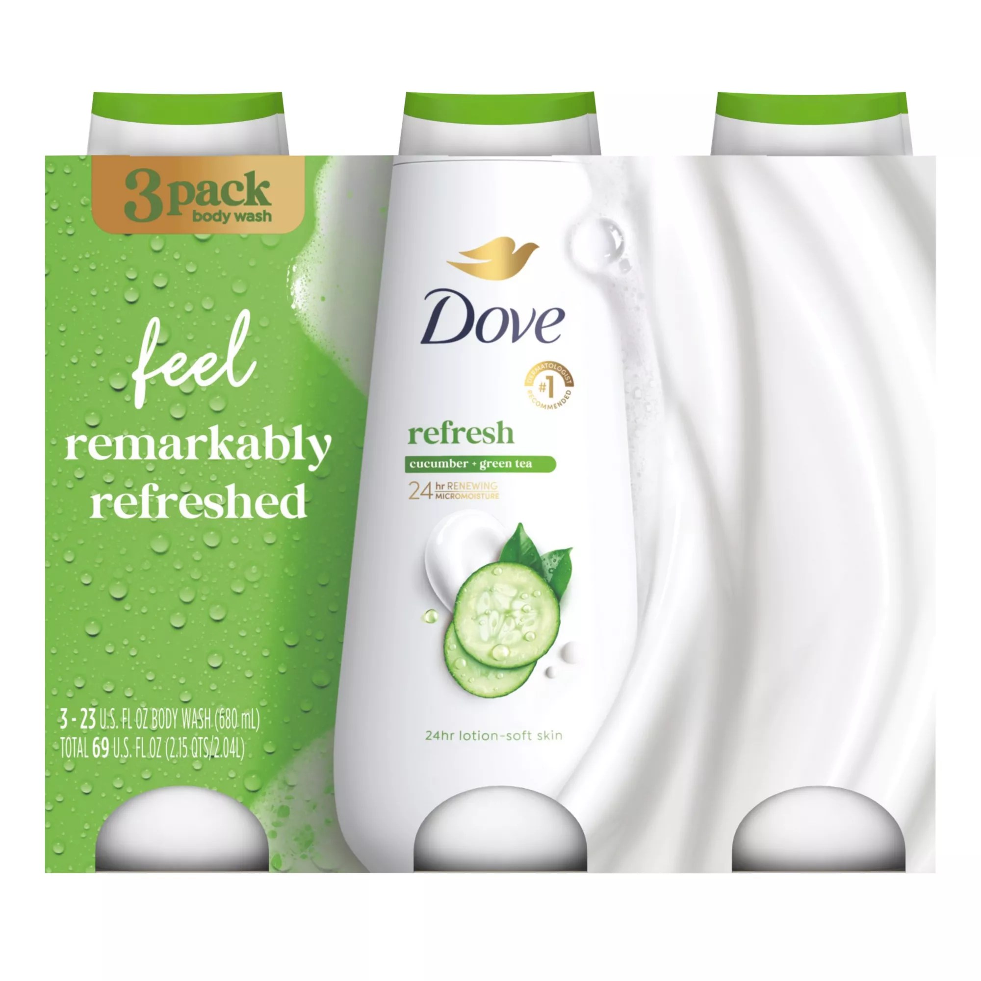 Dove Refreshing Cucumber & Green Tea Body Wash, 3 pk./23 oz. BJ's Wholesale Club