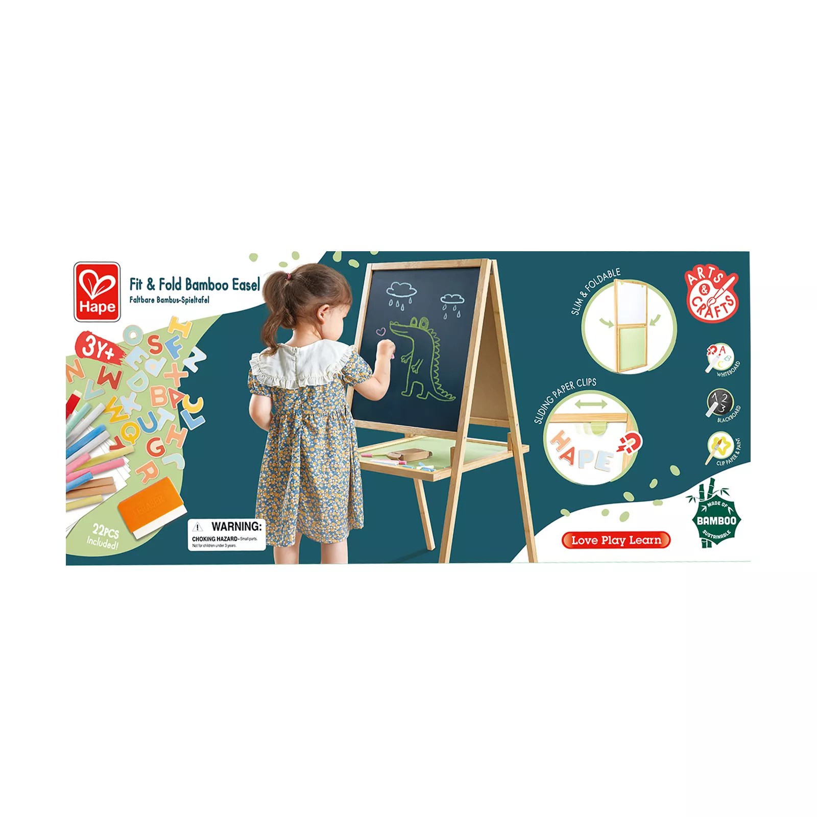 Hape Standing Flip Flat 2 Sided Folding Easel with Blackboard and
