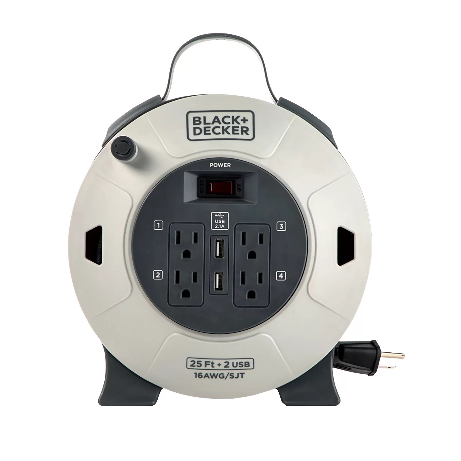 Black + Decker 20' Retractable Extension Cord Reel With 4 Outlets, 2