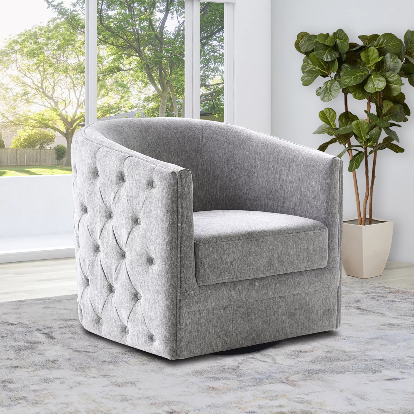 Abbyson Polyester Fabric Swivel Chair, Light Gray BJs Wholesale Club