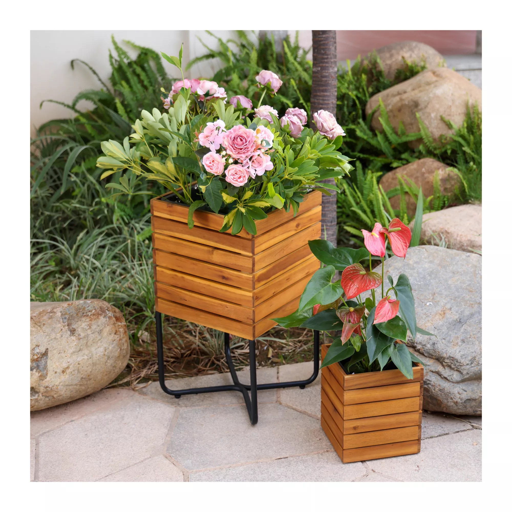 Berkley Jensen 2 pc. Square Planter Set, Cedar BJ's Wholesale Club