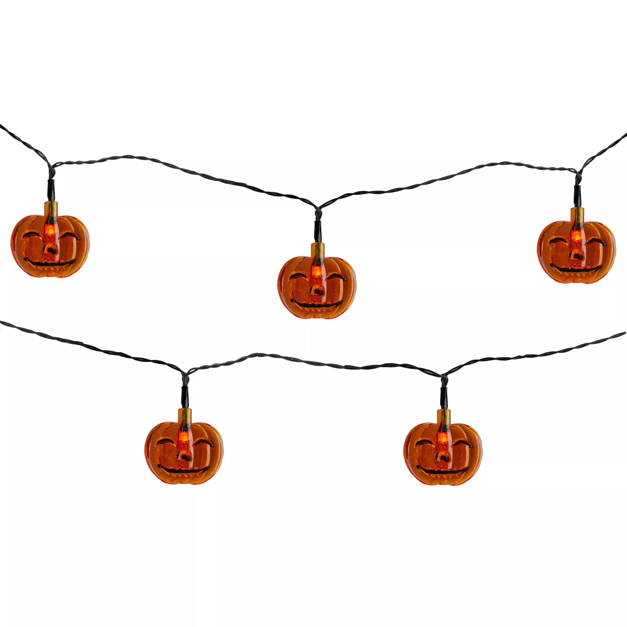 Northlight 6' Orange Jack O' Lantern LED Mini Halloween Lights Black