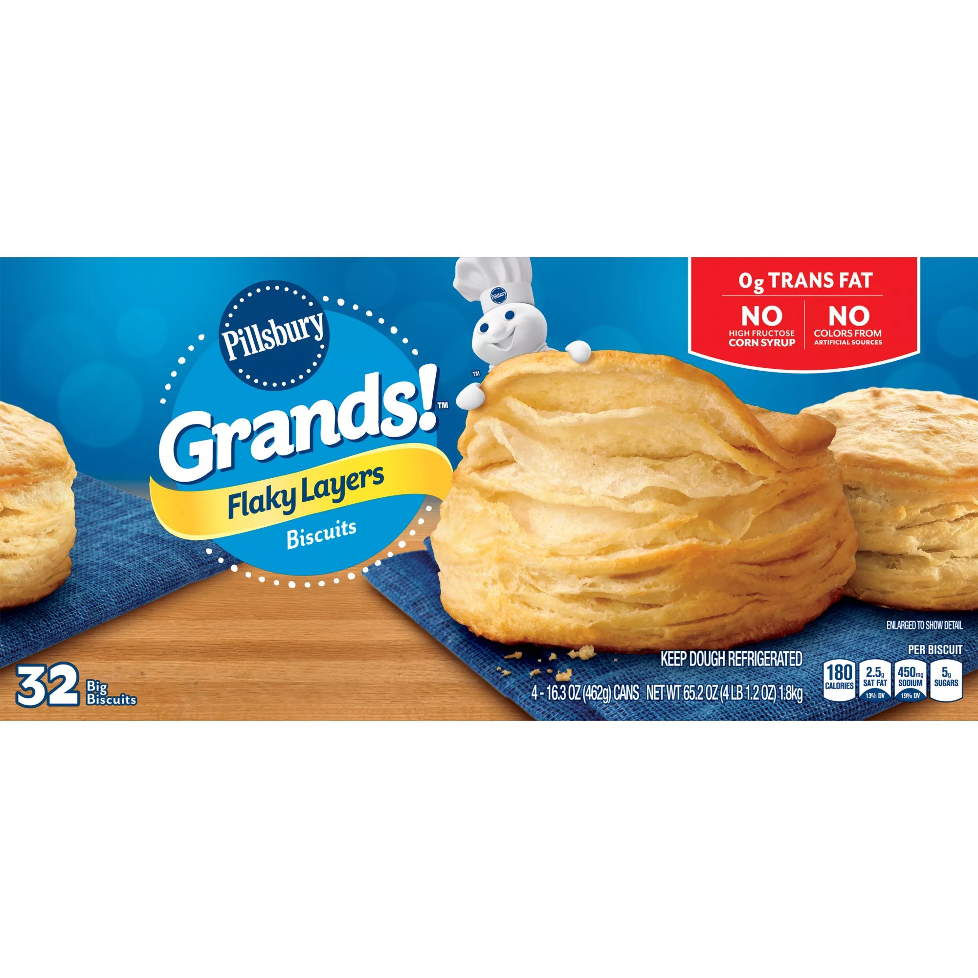 Pillsbury Grands Flaky Layers Butter Tastin' Biscuits, 4 pk./16.3 oz
