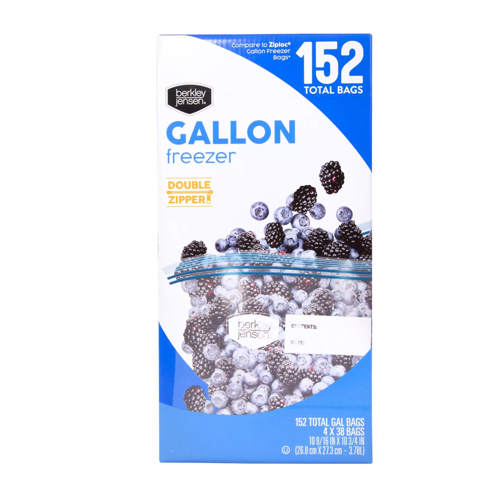 Berkley Jensen Freezer Gallon Double Zip Bags, 152 ct. BJ's Wholesale Club