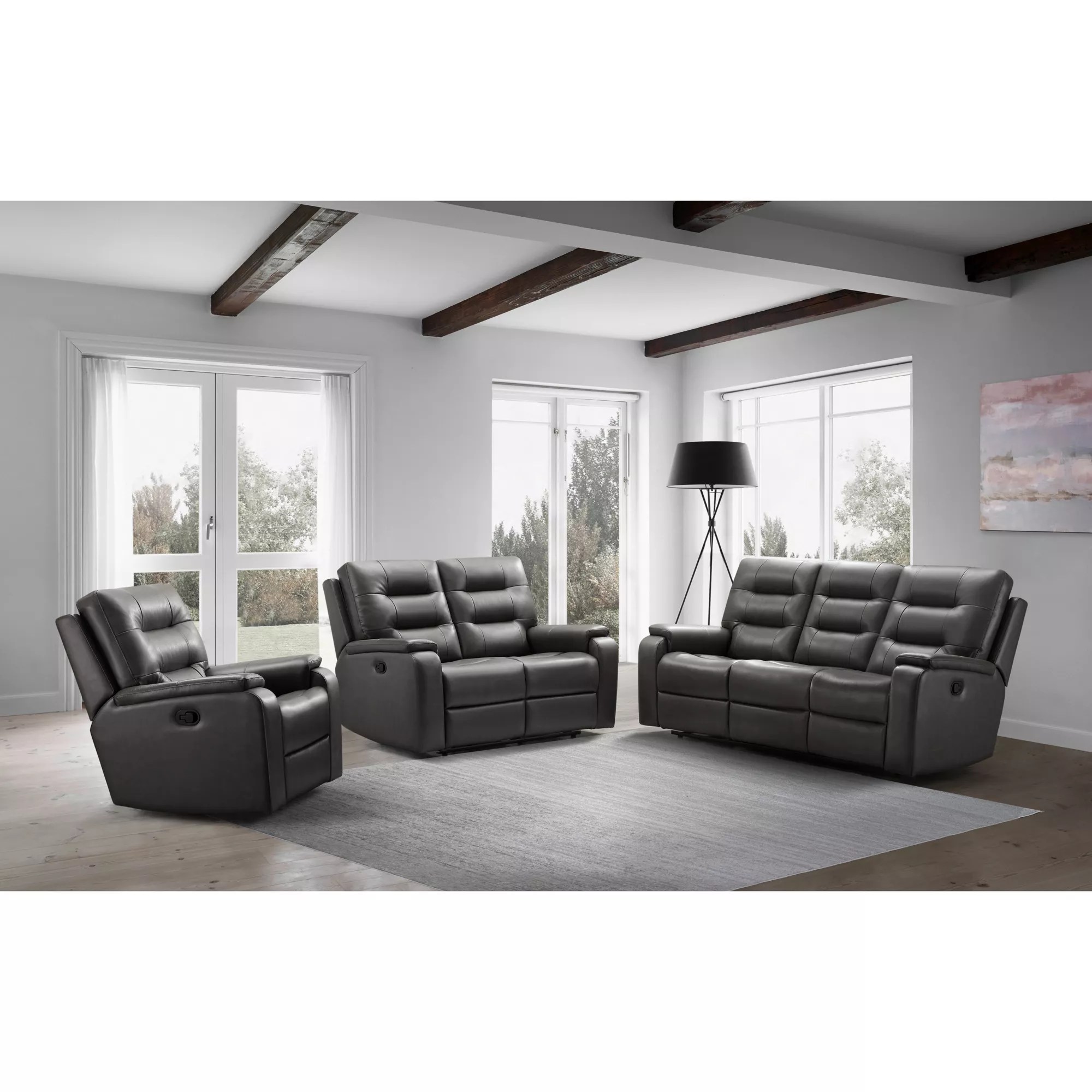 Abbyson Living Reclining Leather Sofa Baci Living Room