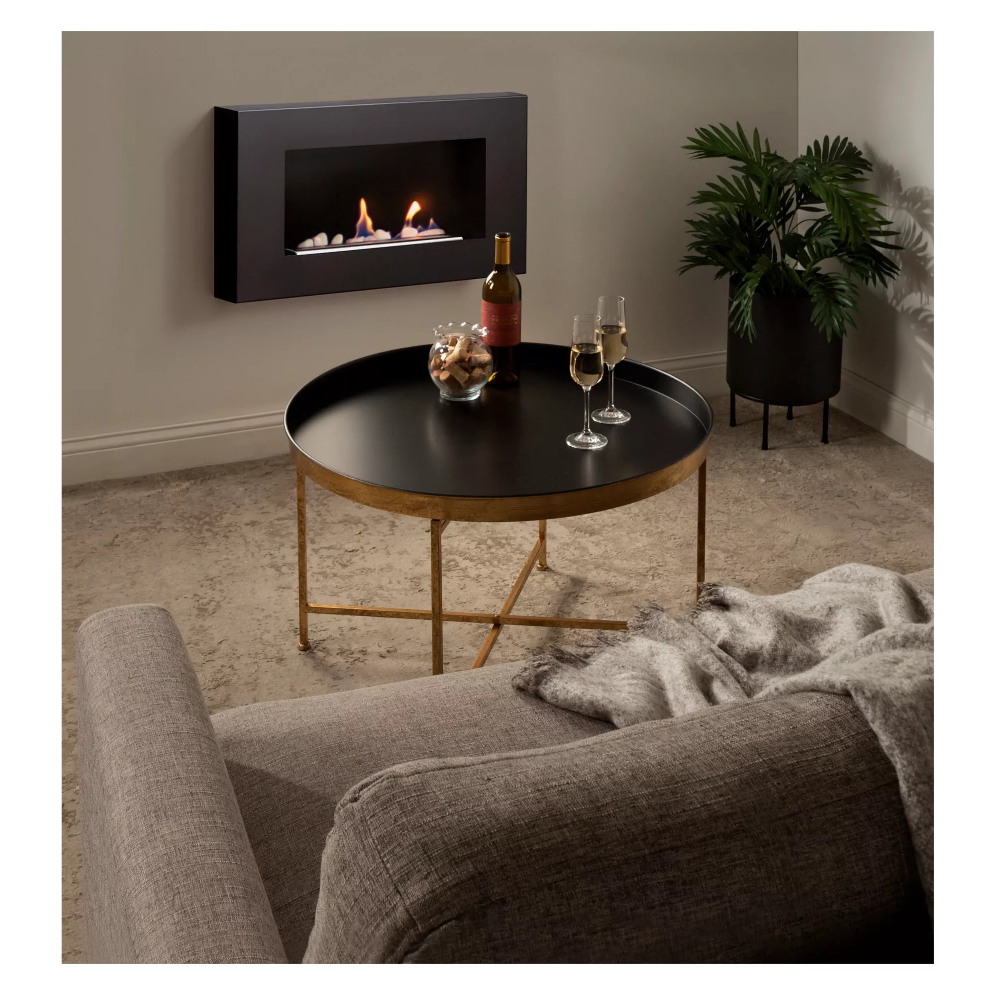 Kate and Laurel Celia Modern Round Coffee Table, Black & Gold BJ's