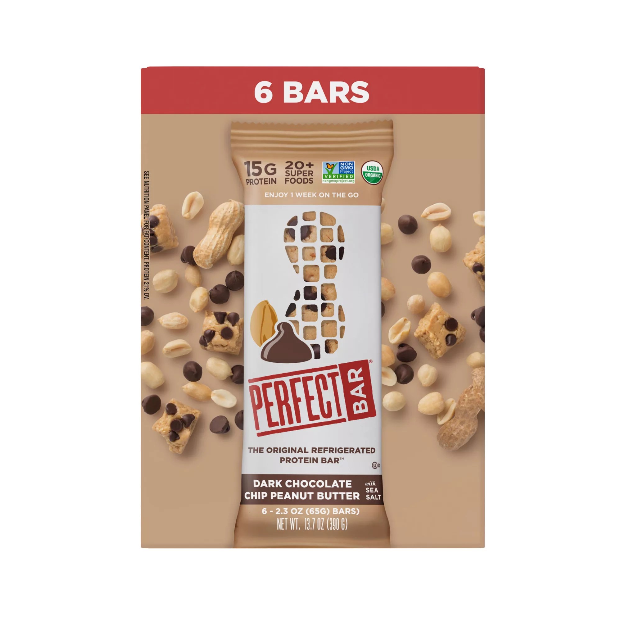 Perfect Bar Dark Chocolate Chip Peanut Butter Bar, 6 pk./2.3 oz. BJ's
