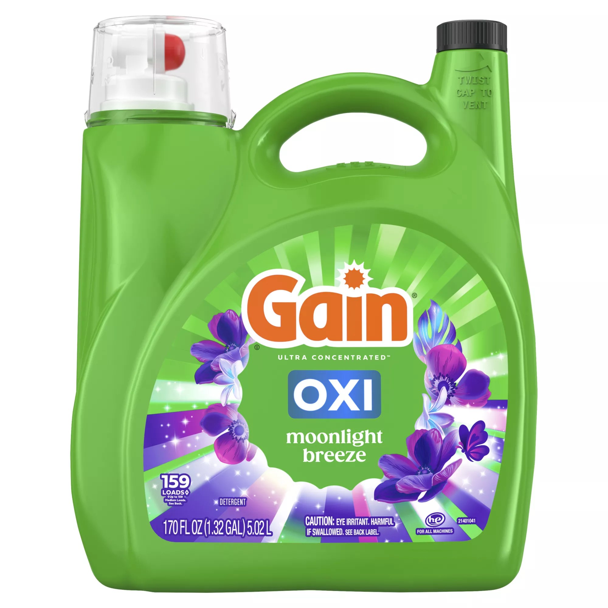 Gain + Oxi Liquid Laundry Detergent Moonlight Breeze | BJ's Wholesale Club