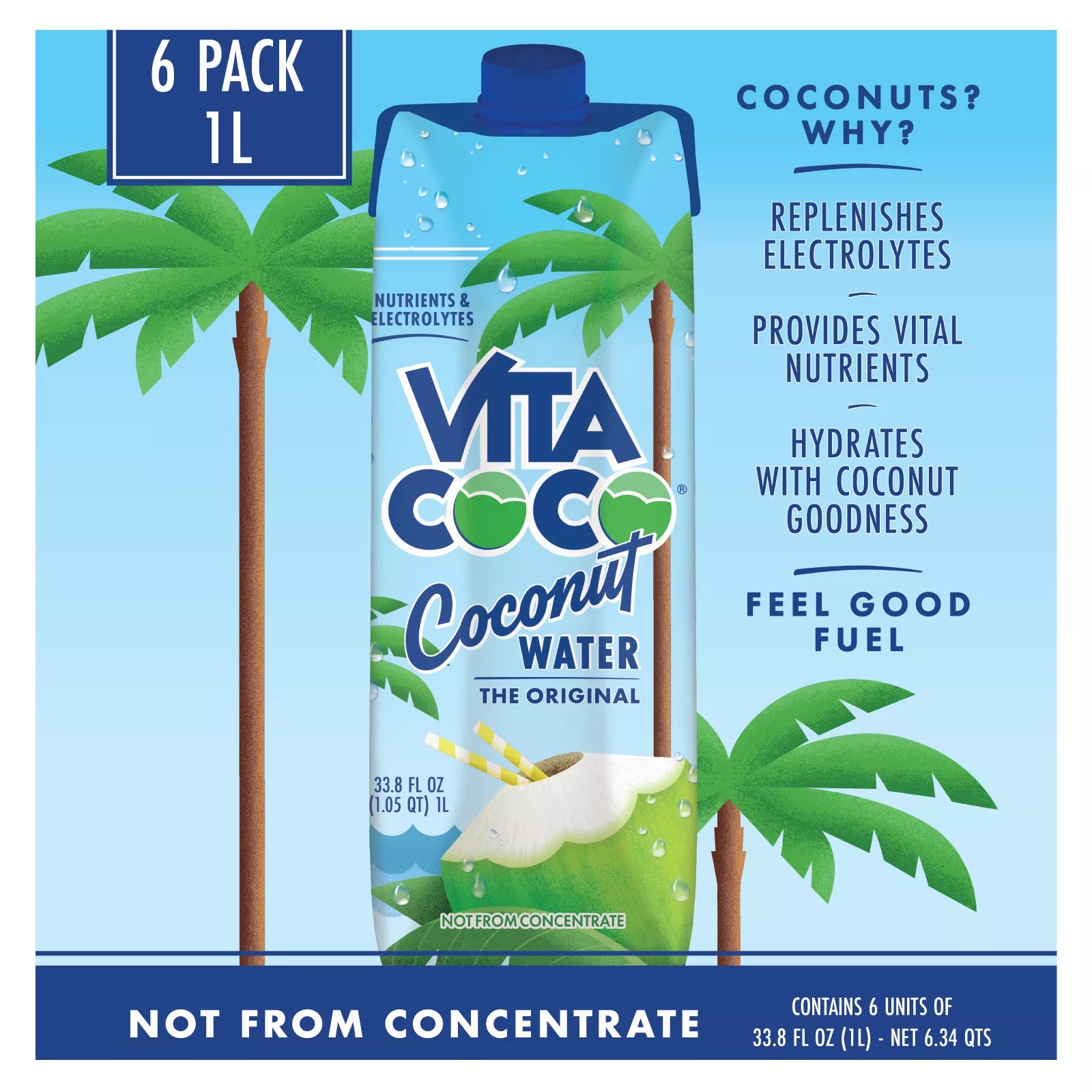Vita Coco Pure Coconut Water, 6 pk./1L BJ's Wholesale Club