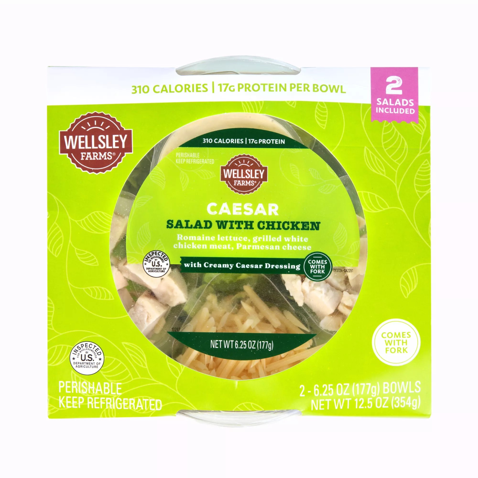 Wellsley Farms Caesar Salad with Chicken Bowl, 2 pk./6.25 oz. BJ's
