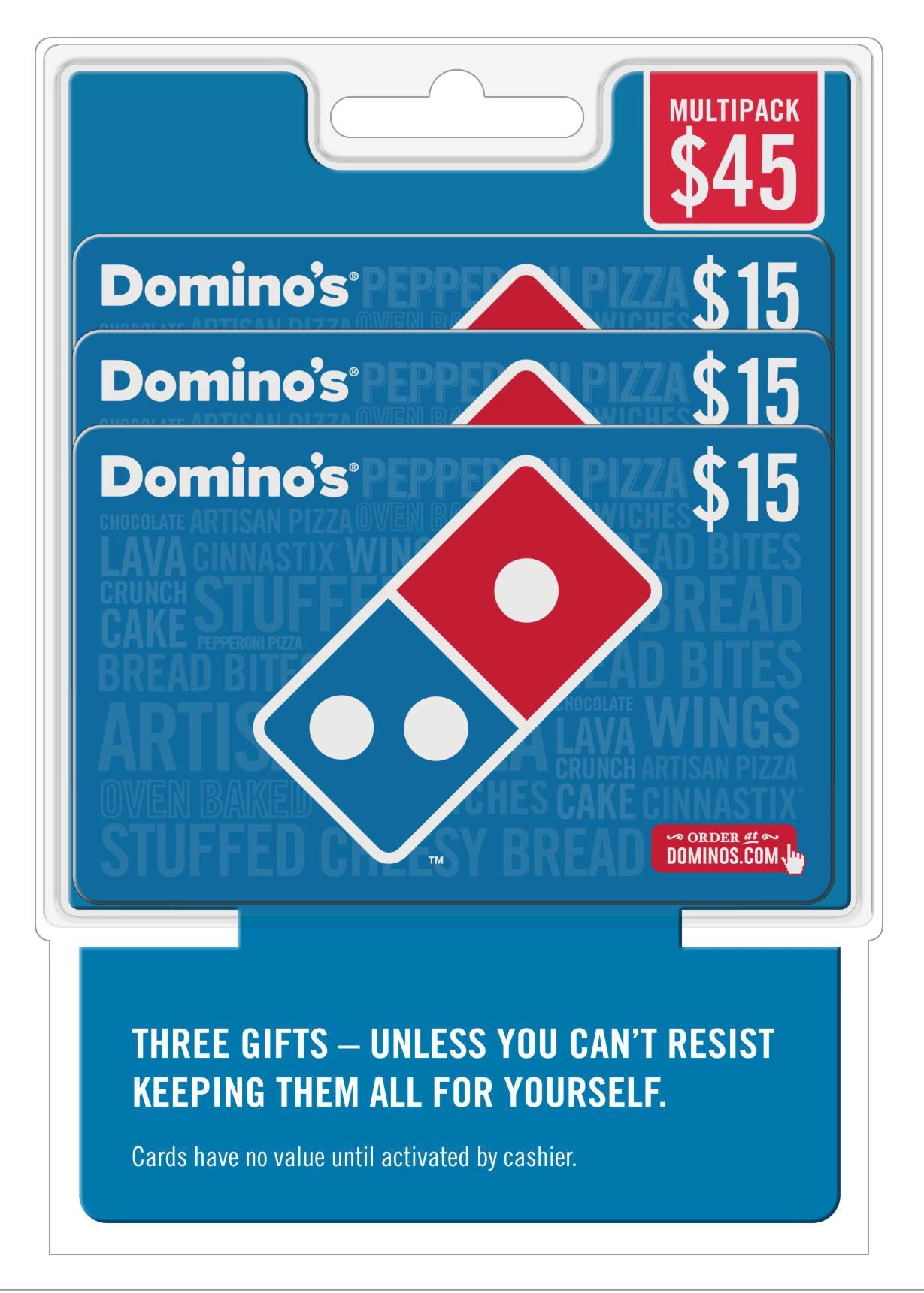 15 Domino's Pizza Gift Card, 3 pk. BJs Wholesale Club