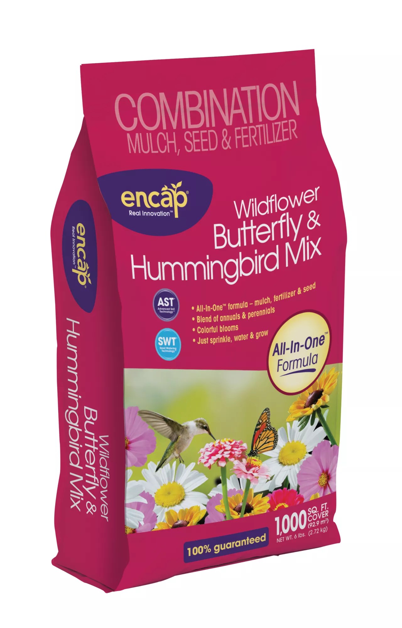 Encap Wildflower Butterfly & Hummingbird Mulch, Seed and Fertilizer Mix
