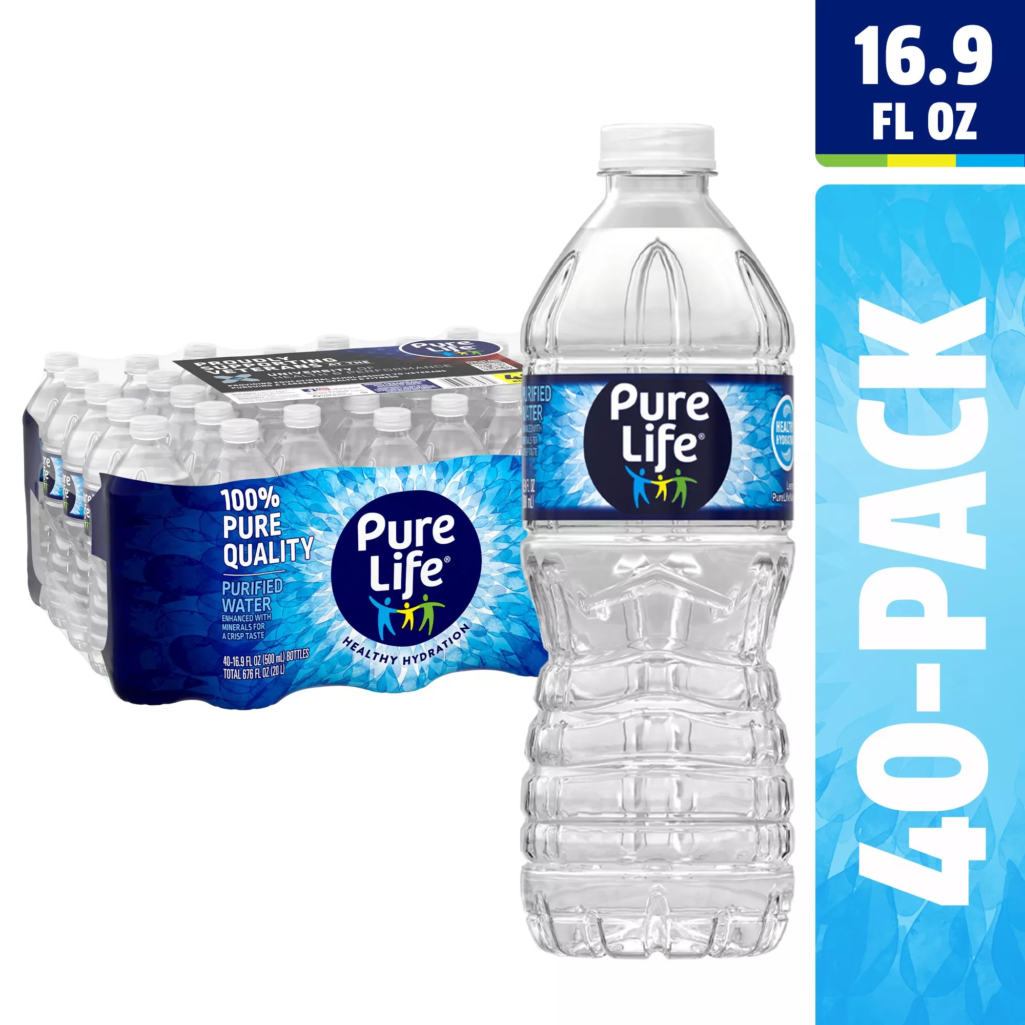 Pure Life Purified Water, Plastic Bottled Water, 40 pk./16.9 fl. oz