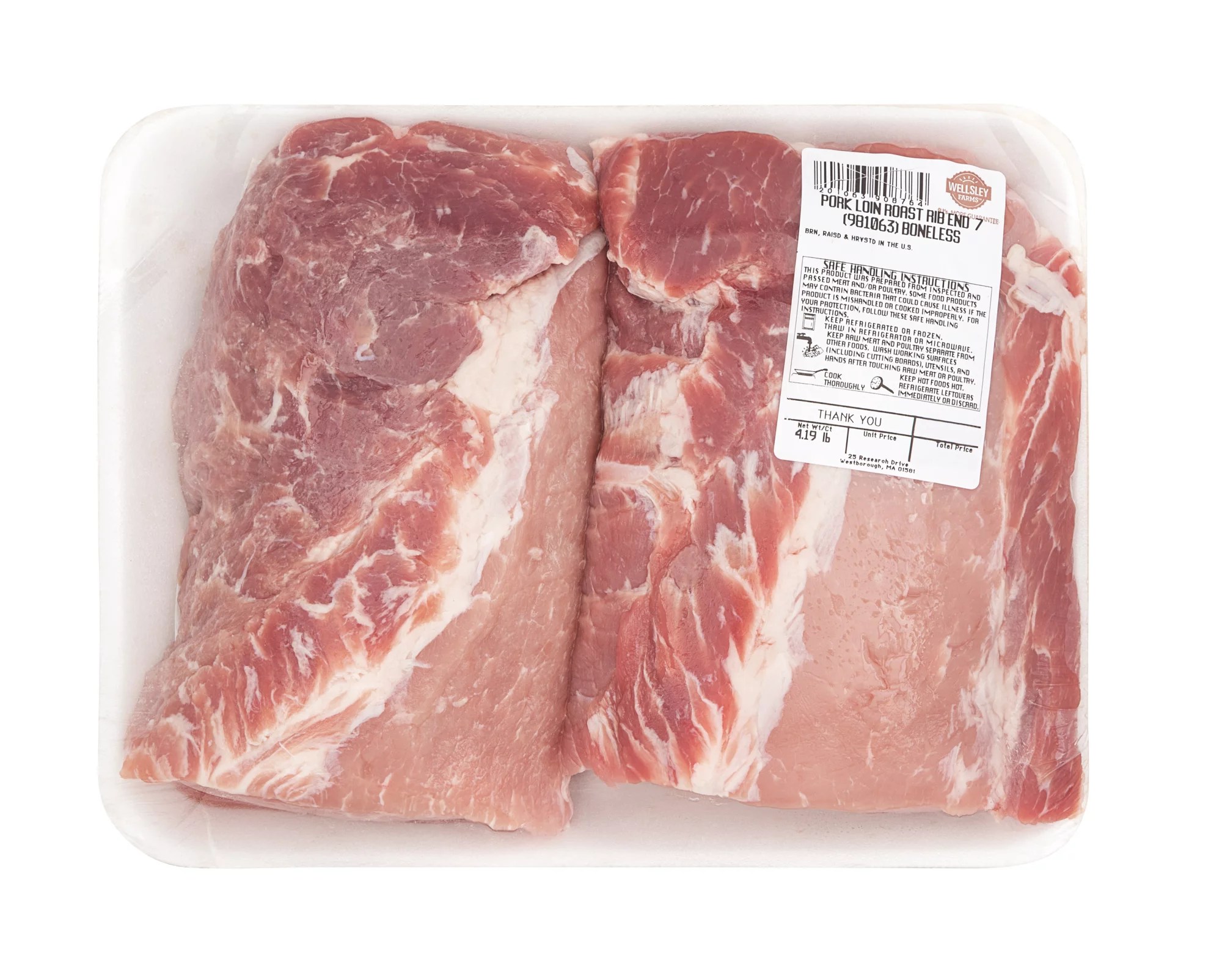 Wellsley Farms Fresh Boneless Pork Loin Rib End Roast, 3.754.5 lb BJ