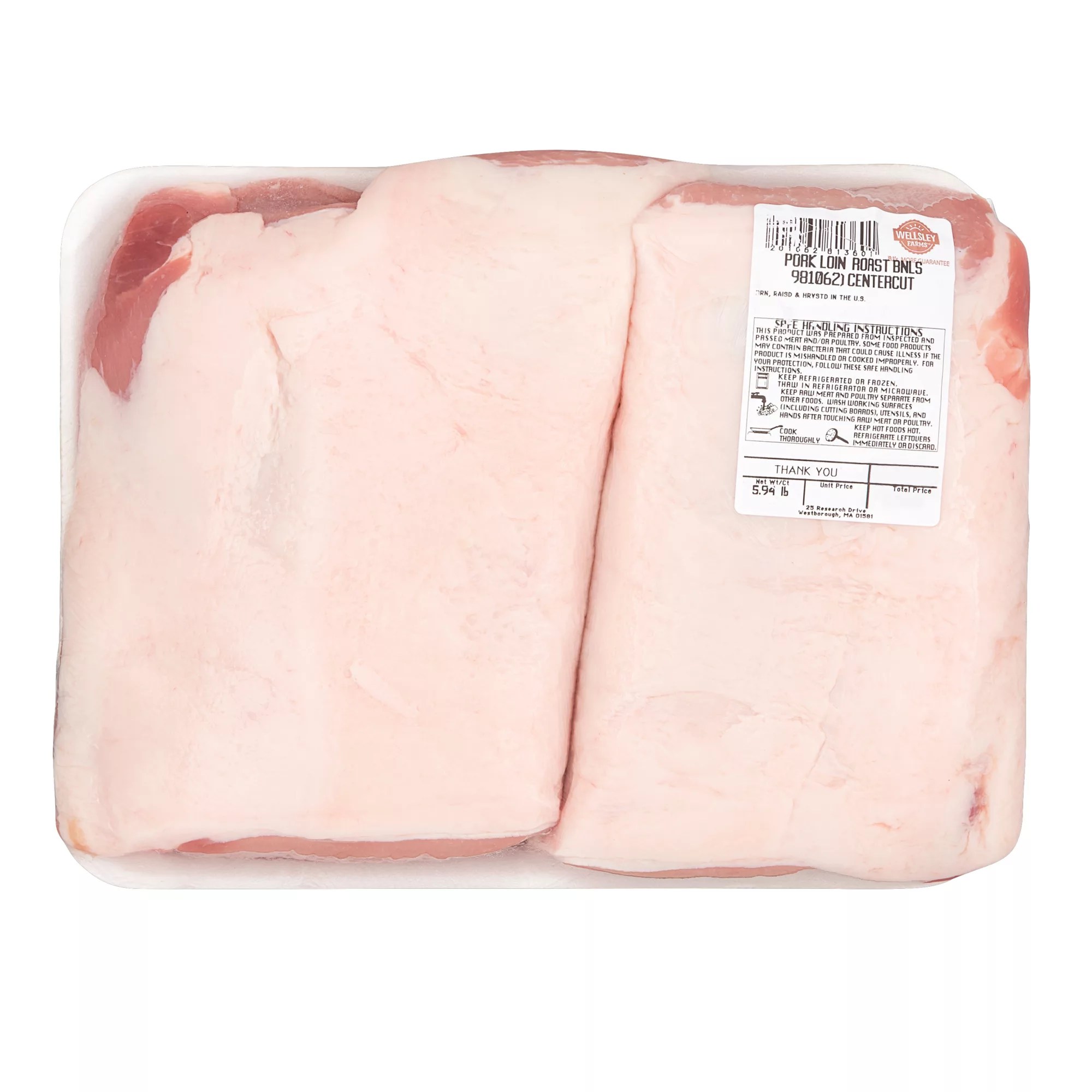 Wellsley Farms Boneless Fresh Pork Loin Center Cut Roast, 3.75 4.5