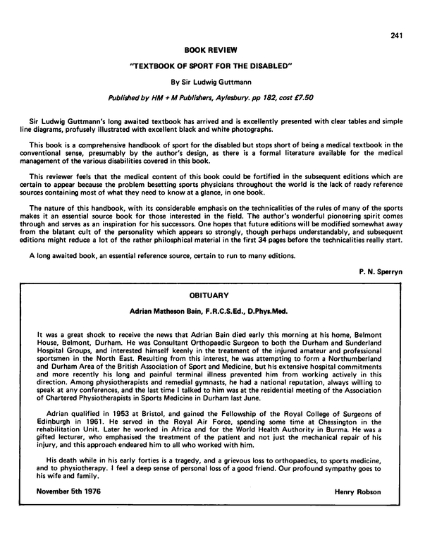 Sir Ludwig Guttmann “Textbook of Sport for the Disabled” British