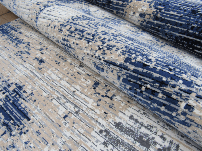Modern Contemporary Blue Beige Rugs BK Carpets Randburg