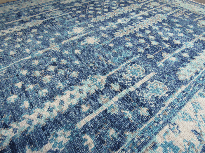Vintage Style Handmade Rugs Blue, White & Grey