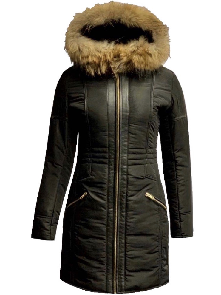 Parka Dames Jas Met Bontkraag Zwart Linda – Bk Leder