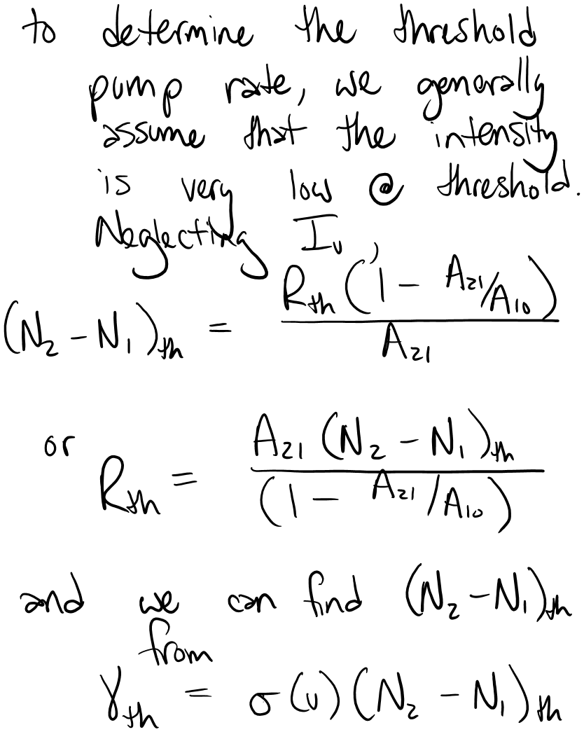 Calculating Inversion and Threshold Pump 4level scheme Benjamin Klein