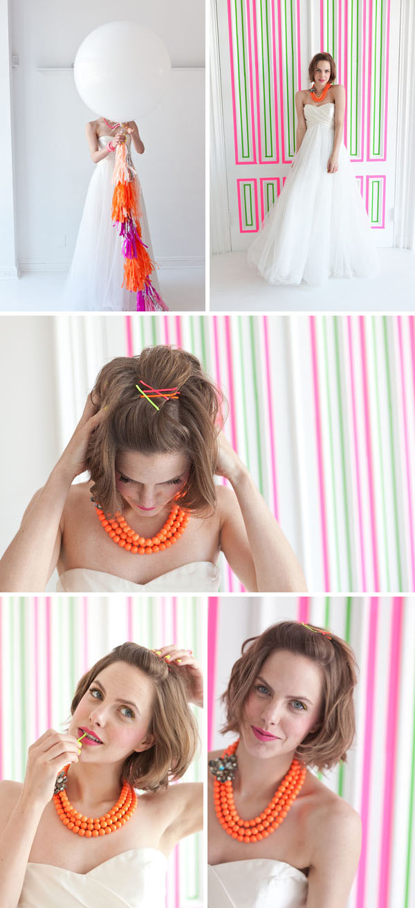 Neon wedding inspiration Fashion Brooklyn Bride Modern Wedding Blog