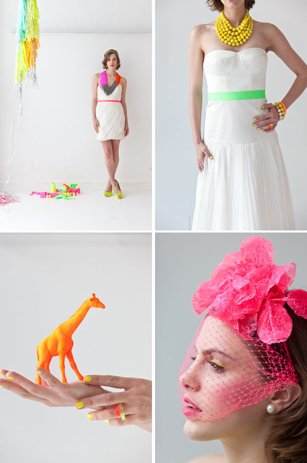 Neon wedding inspiration Fashion Brooklyn Bride Modern Wedding Blog