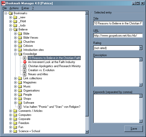 Screenshots Bookmark Manager