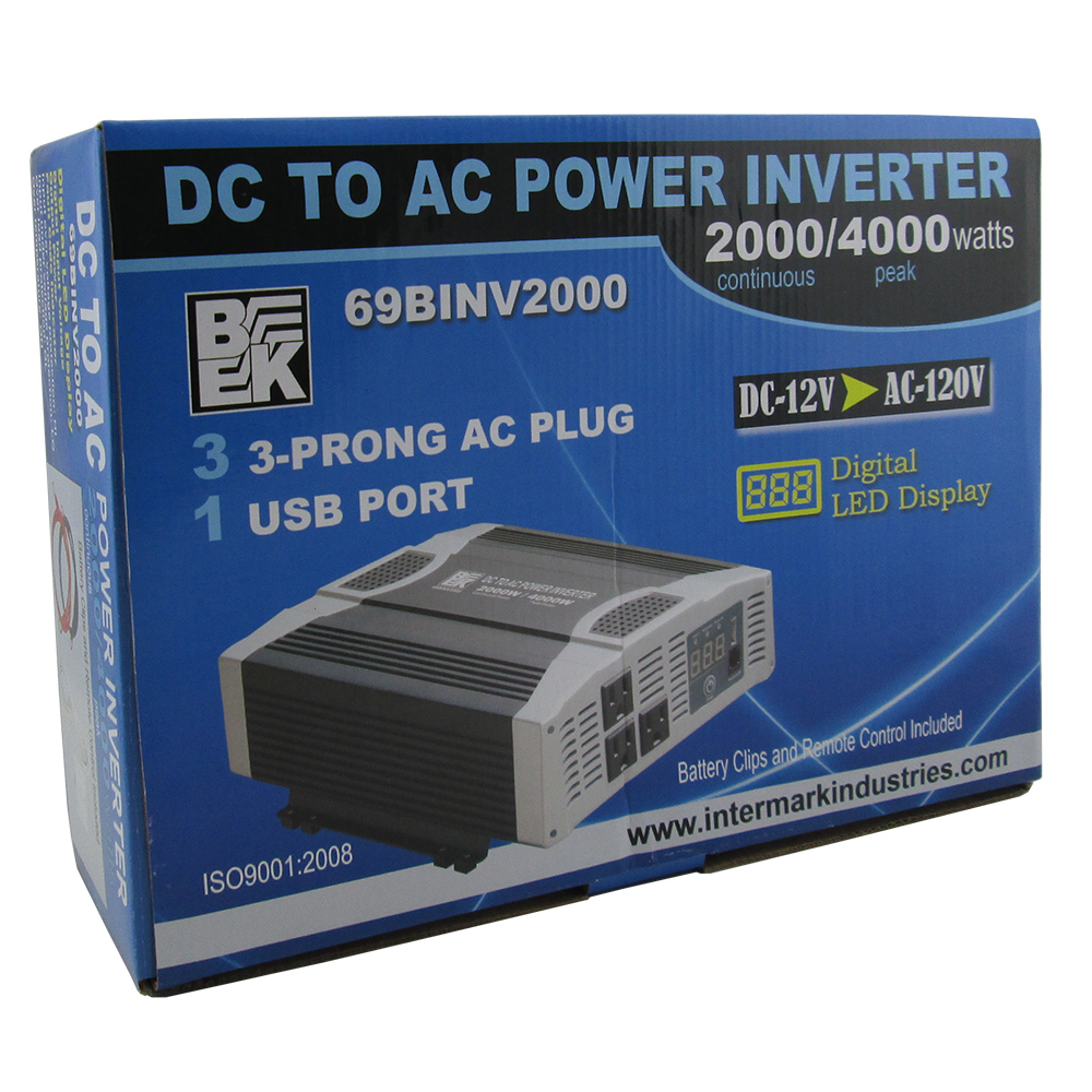 DC to AC Power Inverter 4000W Peak / 2000W Continuous BK Miami