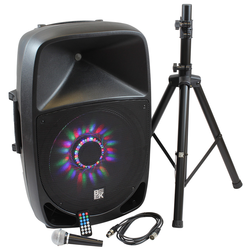 15” 800 Watts 2Way Active PA Speaker Built in LED Light Combo