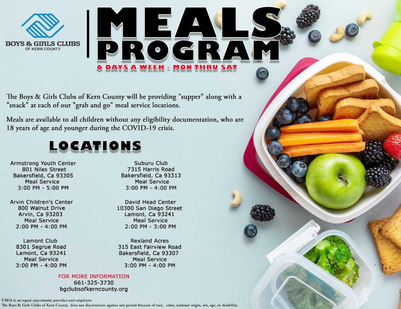 Boys & Girls Club Meal Program BakersfieldKern Regional Homeless